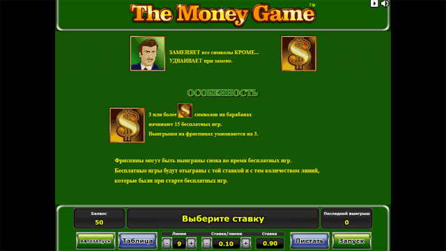Популярный автомат The Money Game